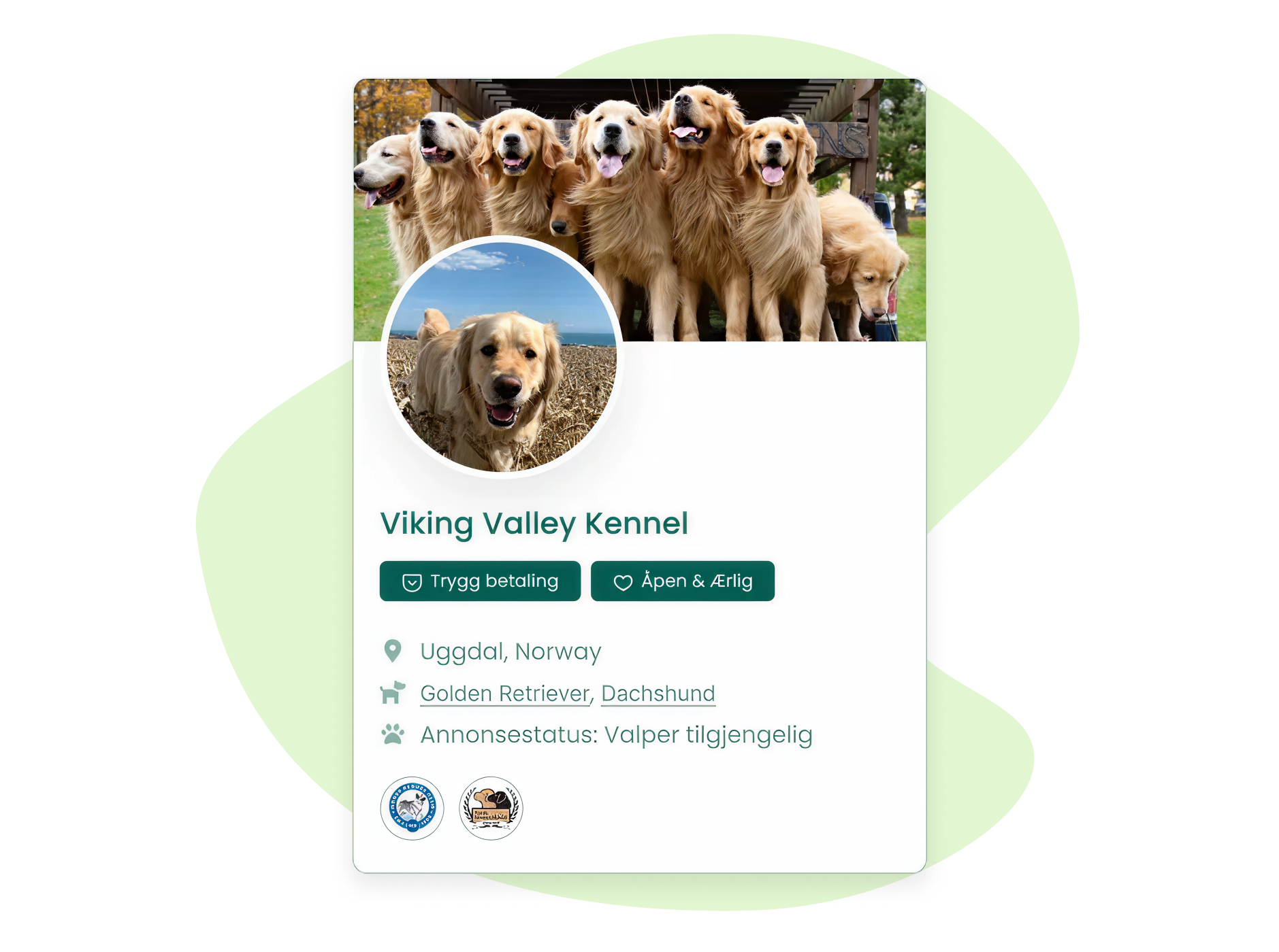 Trygg betaling - Merke på oppdretterkort